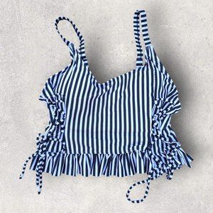 Shein Striped Ruffle Swimsuit Top XL